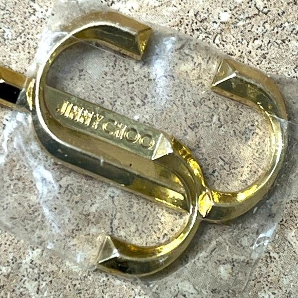 Jimmy Choo Gold Glitter Mini Wallet Coin Card ID Pouch Charm Logo - Picture 4 of 12